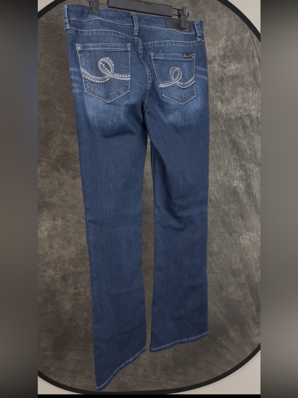 Seven7 Size 10 | Dark Wash Bootcut Jeans w/ Embellished Back Pockets - Picture 3 of 4